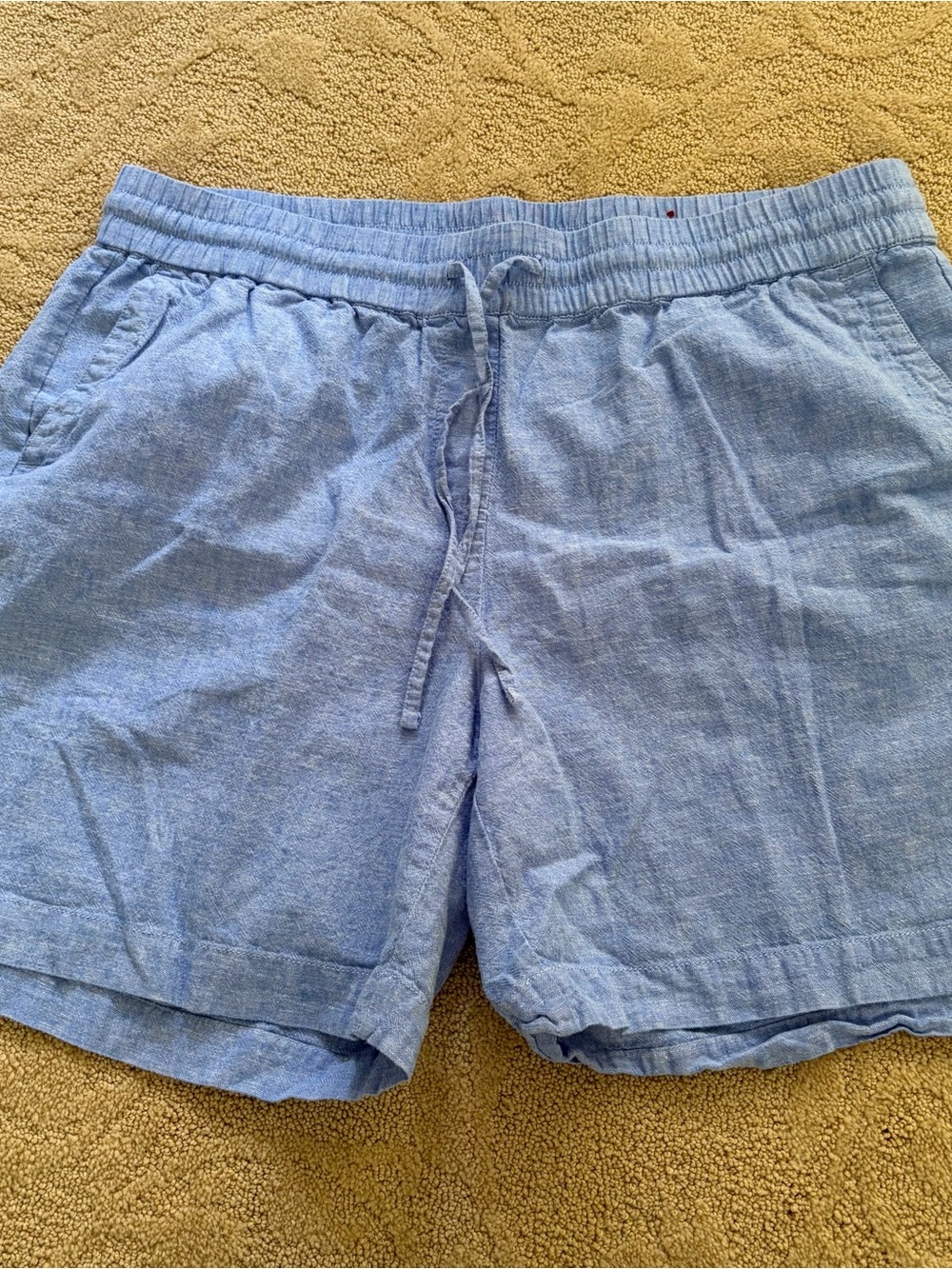 Light Blue Women’s Linen-Blend Drawstring Shorts Talbots 1X